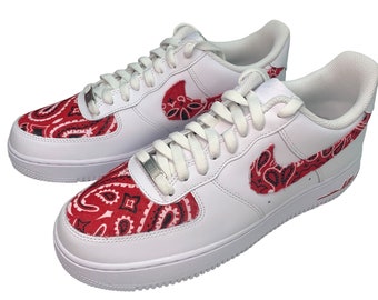Red Bandana Painted Air Force 1’s