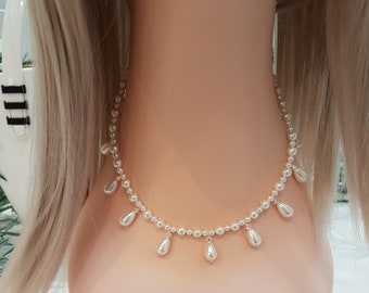 Shell Pearl Necklace & Earring Set