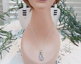 Collar de cristal Swarovski en cadena de plata de ley