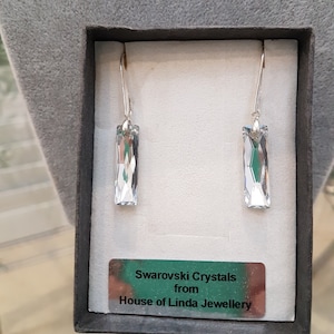 Rectangular Swarovski Crystal Drop Earrings