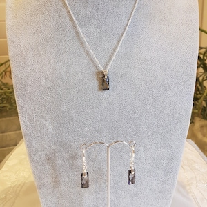 Black, rectangular Swarovski Crystal Necklace & Earring Set
