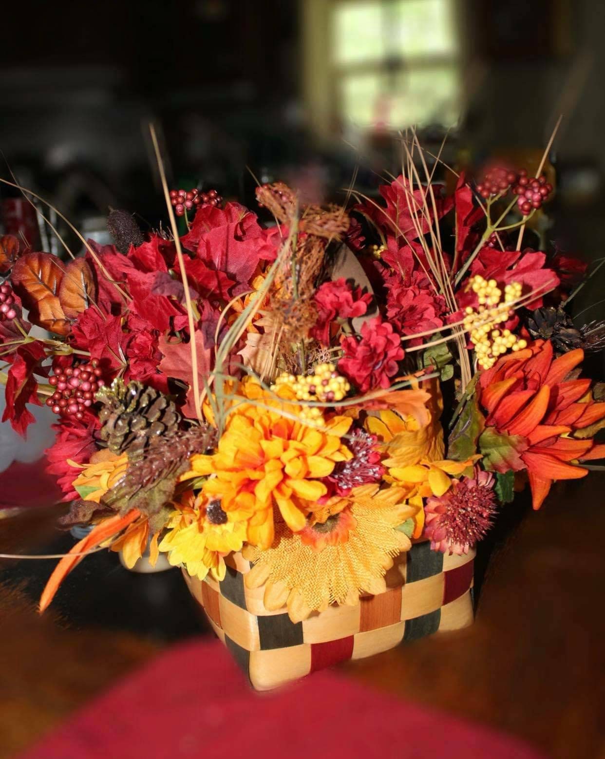 Fall flower basket centerpiece Etsy