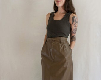 Vintage 80s Toffs Camel Leather Skirt