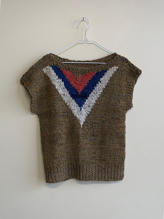 Vintage Hand Knit Leather Sweater