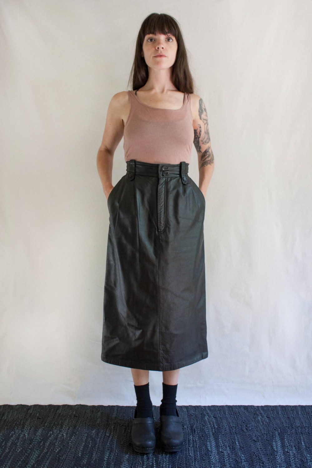 Vintage 80s Toffs Genuine Leather Skirt - Etsy