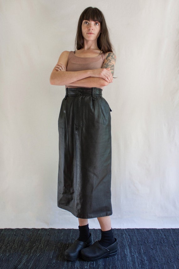 Vintage TOFFS Black Genuine Leather Pleated Ultra High Rise Women's Pants  Size 6