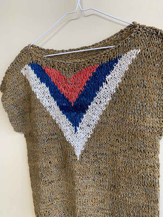 Vintage Hand Knit Leather Sweater - image 2