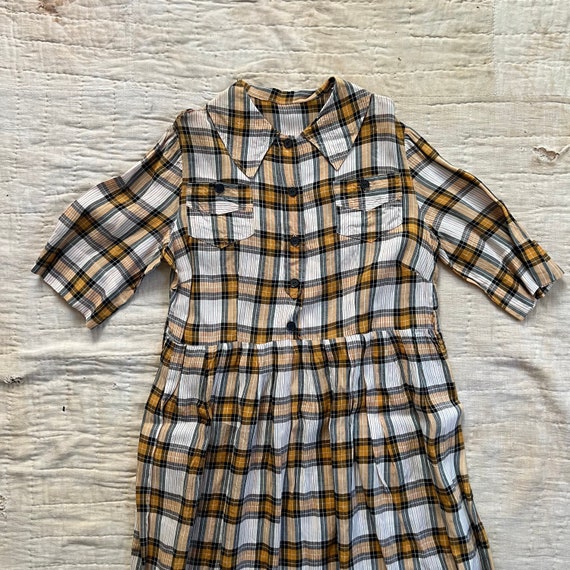 Vintage Yellow Navy Red Dress - image 1