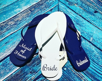 Monogrammed Flip Flops Decals | Custom Flip Flops Decals | Bridesmaid Flip Flops | Wedding Flip Flops | Bridesmaid Gift Ideas |