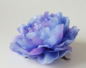 1 Big Blue Peony Blossom - Artificial Silk Flowers, Peony Head Sky Blue 5.9" ,Floral Hair Accessories Flower Supplies Faux Fake DIY Wedding