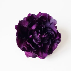 1 Big Dark Purple Peony Head, Artificial Silk Flowers, Purple Peony 5.9" ,Floral Hair Accessories Flower Supplies Faux Fake DIY Wedding LN