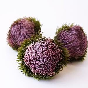 1 Thistle Head on STEM, High Quality Plastic Artificial Garlic Flower, Green Purple Filler Floral Supplies Faux Fake DIY For Crafts Greenery