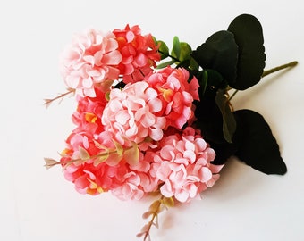 1 roze anjer miniboeket, zijden hoofden, groene kunstzijdebloemen, bloemenhaartoebehoren, bloembenodigdheden, stof, minibloemen