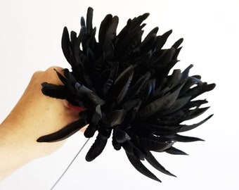 Big Black Dahlia, Silk Flower, Artificial Chrysanthemum, Flowers Dark Rich Black Chrysanthemum Dahlia 6" Flower Wedding Supply Spider Mum