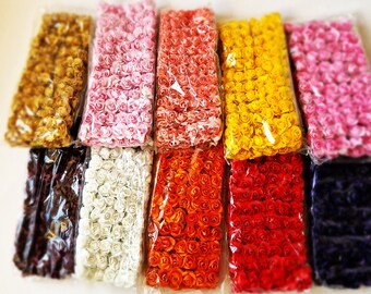 120 Open Rose Mulberry Paper Flowers 20mm, Paper Roses, Pink Yellow, Orange, Purple, Rose with stems, Flower Supplies, Faux Fake DIY Wedding