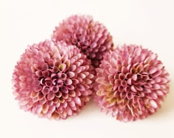 1 Big Dahlia Head, Ash Rose Color, Powder Purple, High Quality Plastic Flower, Artificial Chrysanthemum Garlic, Supply, Autumn, Hat Hair