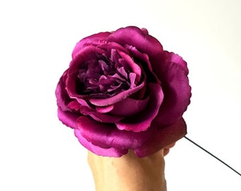 1 Purple Silk Roses, Artificial Flowers Mini Peonies, Wedding Roses Peonies Supply, DIY Faux Fake Floral Accessory