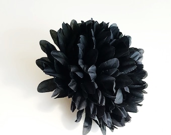1 testa di dalia con stelo - Bellissimo crisantemo nero, fiori di seta, fiori artificiali, crisantemi neri, dalie, forniture per matrimoni autunnali