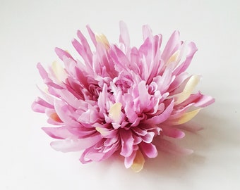 1 flor de dalia morada suave - Flor de seda, crisantemo artificial grande de 15,5 cm, flores color lila lavanda, ideal para bodas. Crisantemo araña.
