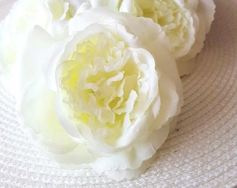 1 rose en soie blanche, mini pivoine fleurs artificielles, fournitures de pivoines roses de mariage, faux accessoire floral bricolage, pivoine chou, rose anglaise