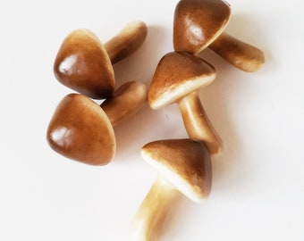 3 Foam Mushrooms, 2.8" Miniature Fairy Garden, Forest Brown Gift, Food Little Toy For Kids Mushrooms Cute Fall Crafts Fake Artificial