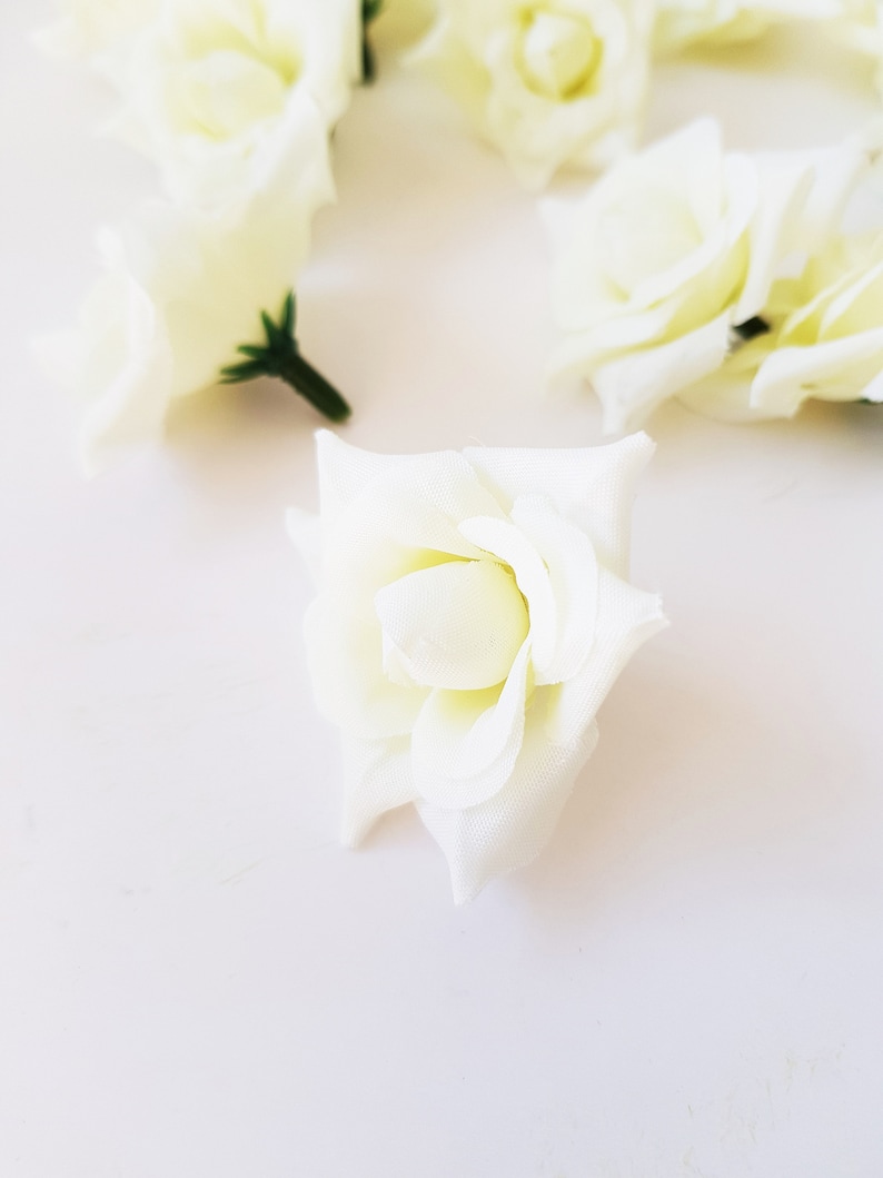 8 Mini Creamy White Roses Very Beautiful Silk Rose DIY Crafts Silk ...