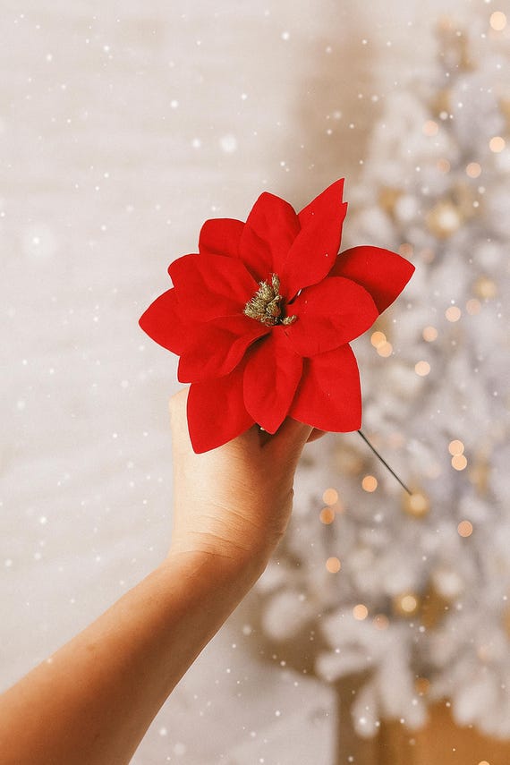 5 rote Weihnachtssterne, knstliche Samtblumen, dunkelrote Goldblume 5  "Weihnachtsdekor Blumenzubehr liefert Faux Fake, Winter Flow - Etsy.de