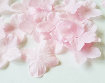 100 Artificial Soft Pink Hydrangea Blossoms, Artificial Flowers, Flower Favor, Silk Flowers Hydrangea Petals Wedding Flowers. Flower Crown