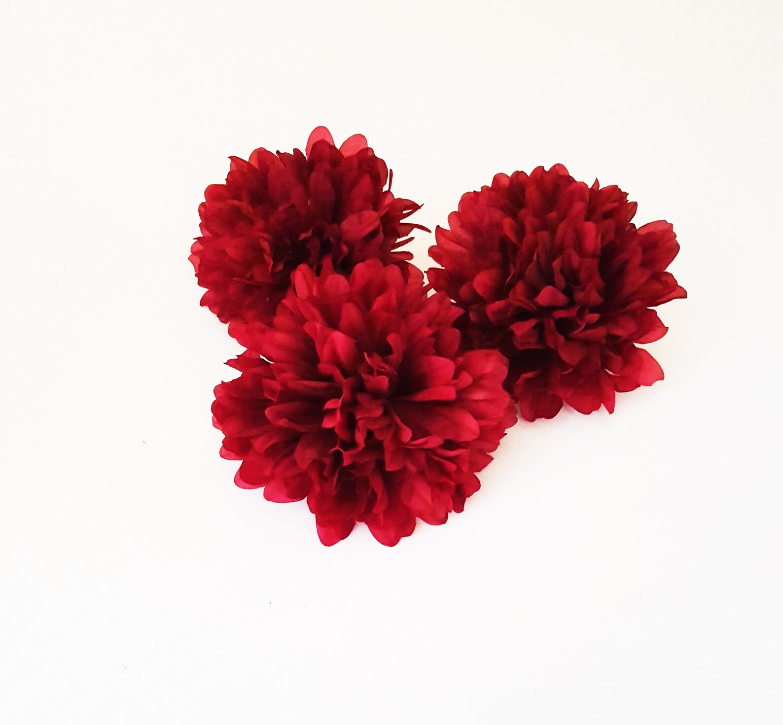 1 Dark Red Dahlia Silk Flowers Artificial Chrysanthemum Etsy