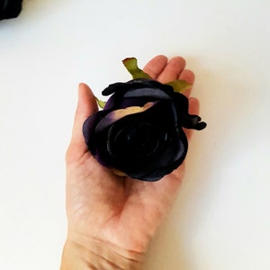 1 Black Purple Rose Blossom - Artificial Silk Flower, Black Rose measuring 3.3" Floral Hair Accessories Flower Supplies Faux Fake Wedding image 6