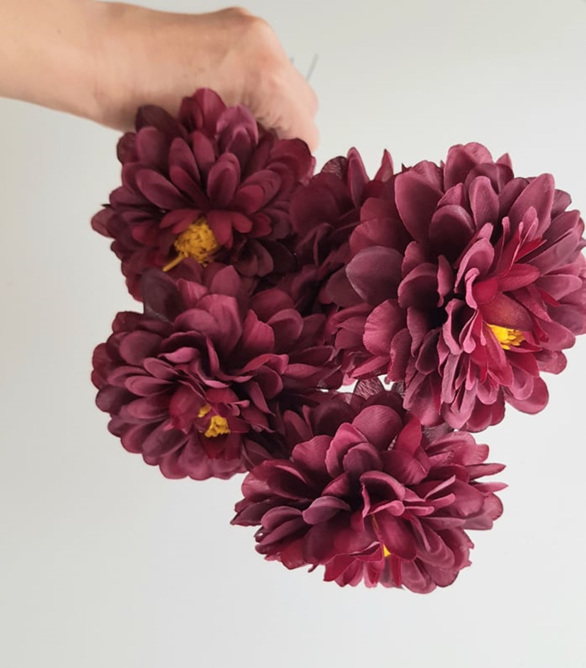 3 Silk Dahlias Flowers Artificial Chrysanthemums Flowers With Etsy