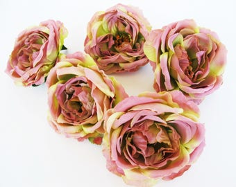 3 Mini Roses Artificial Silk Flowers Green Soft Purple Rose measuring 3" Floral Hair Accessories Flower Supplies Faux Fake DIY Wedding