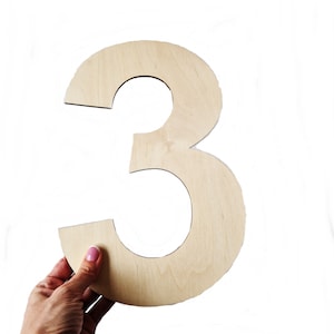 Unfinished Wooden Number, choose from 0 1 2 3 4 5 6 7 8 9 Shape 3mm 30cm - 11.8in for Decoupage Decoration, Laser Cut Craft,  Blank, Plywood