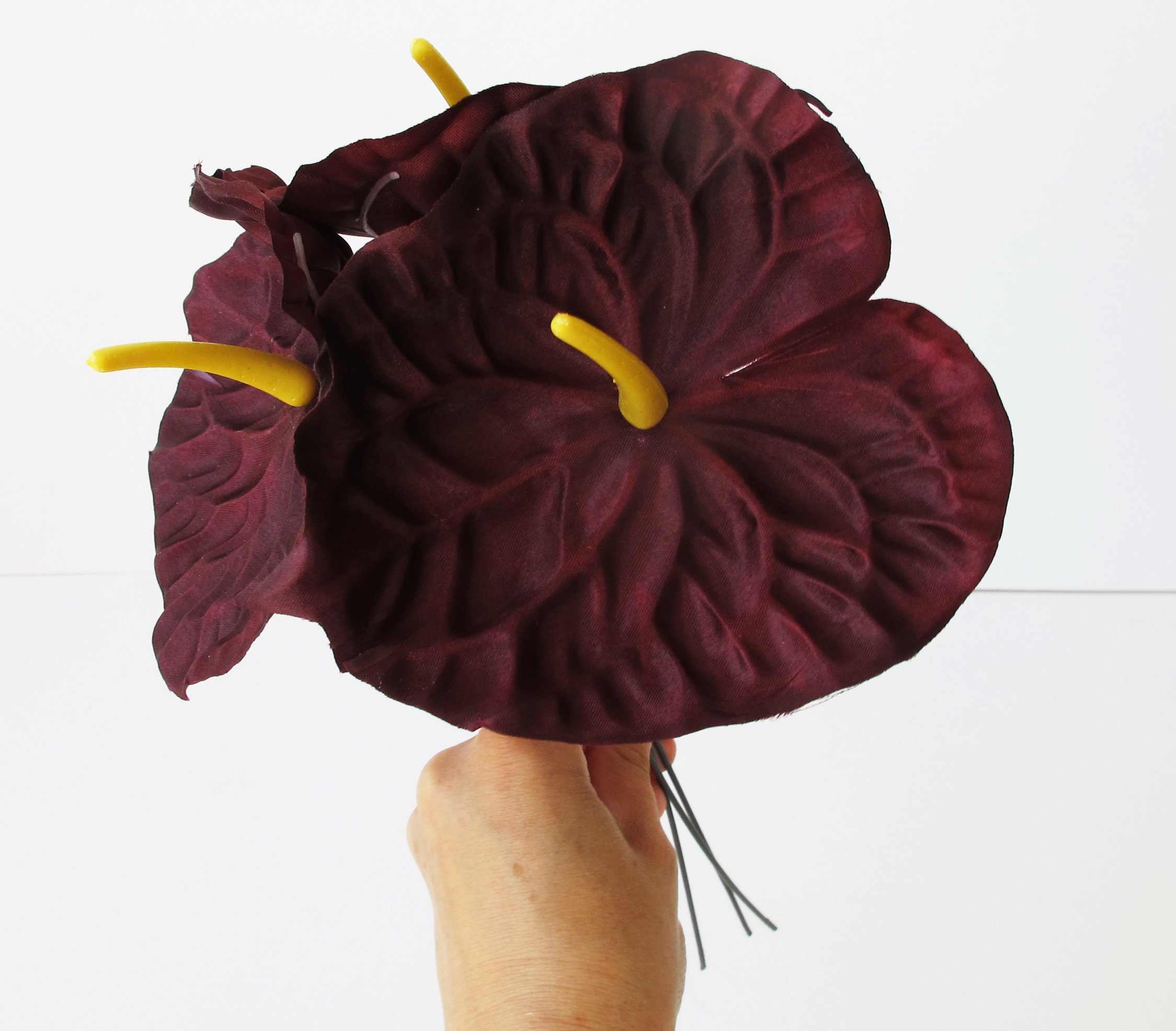 1 Dark Burgundy Anthurium - Silk Anthurium, Jumbo Artificial Flowers 5.3"  DIY Wedding Home Anthuriums Decor Floral Flower Supplies Fake - Etsy Canada