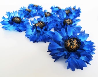 7 Cornflowers, Blue Bluebottle Silk Anemone Heads, Artificial Silk Flowers, blue blossoms Simulation Flower Home Party Dec