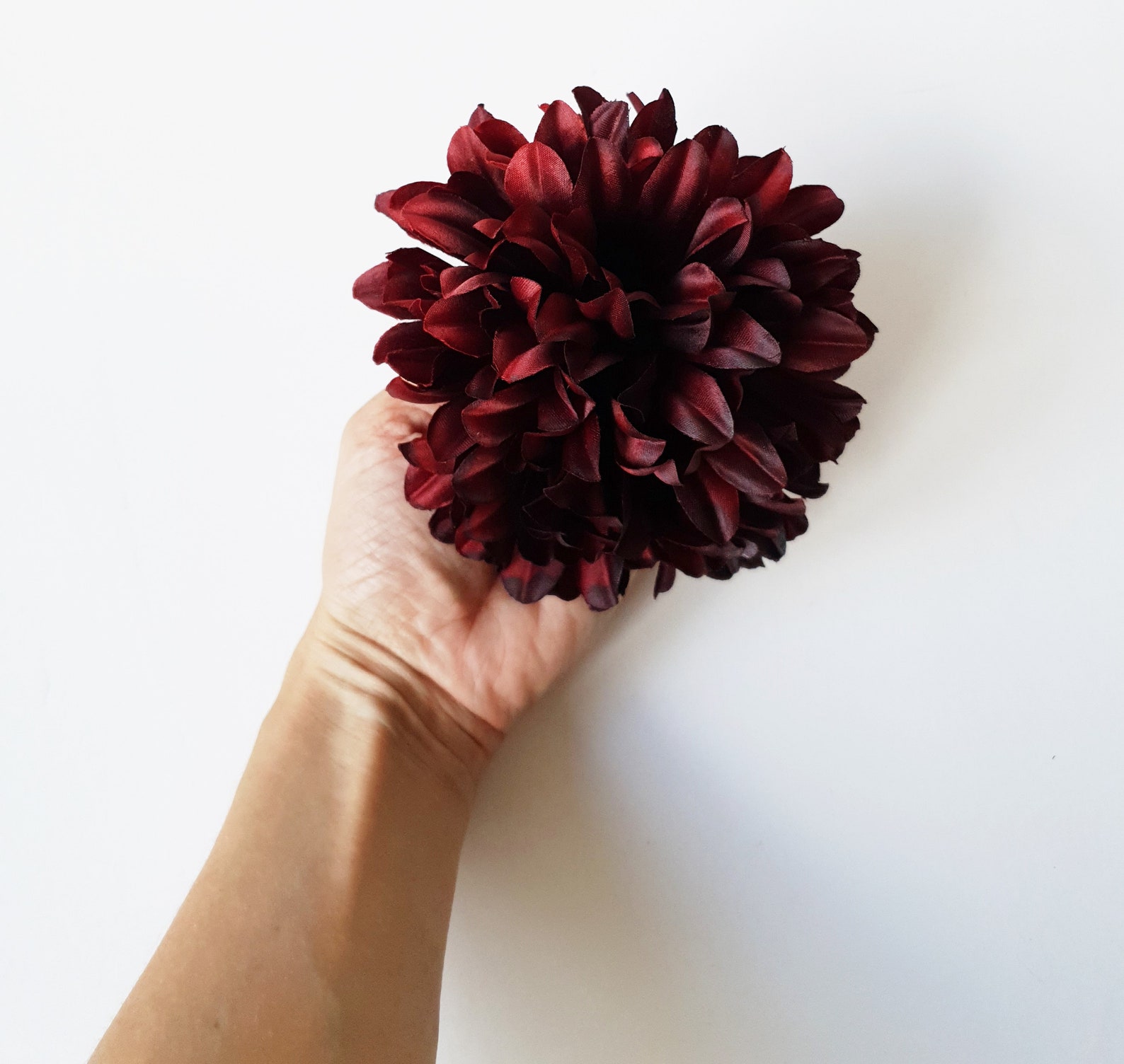 1 Big Burgundy Dahlia Silk Flower Artificial Chrysanthemum Etsy