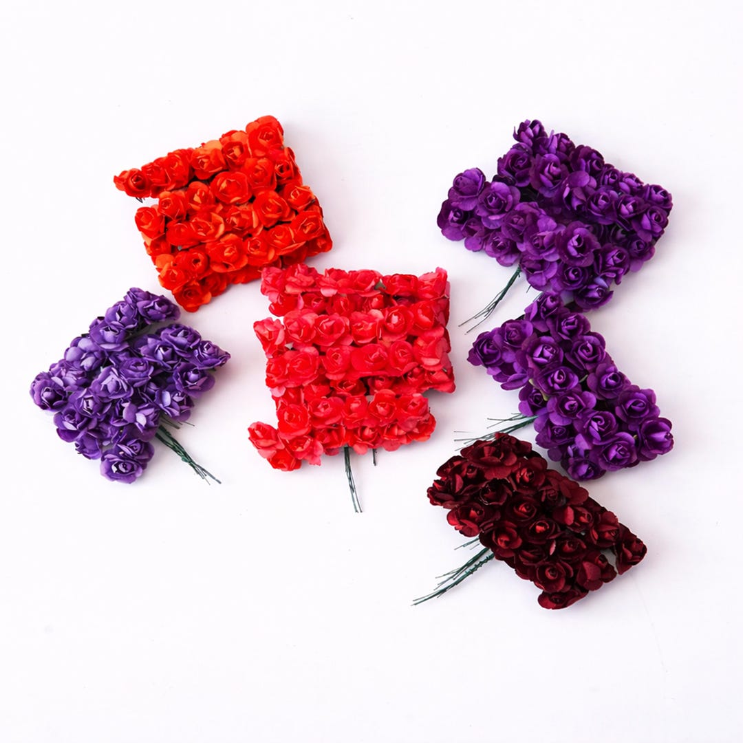 Paper Fake Roses 120 Open Rose Mulberry Paper Flowers 20mm, Roses, Pink, Orange ...