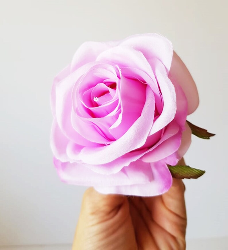 3 Soft Purple Roses Artificial Silk Flowers Purple Rose Etsy