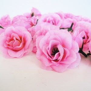 10 Rose Heads, Mini Silk Pink Roses 2&quot; Artificial Flowers Rose Floral DIY Wedding Party Girl Fake Faux Hair Accessories Flower Supplies