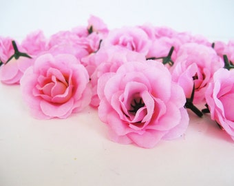 10 Rosenköpfe, Mini Seide Rosa Rosen 5 cm Künstliche Blumen Rose Floral DIY Hochzeit Party Mädchen Gefälschte Faux Haarschmuck Blumenbedarf