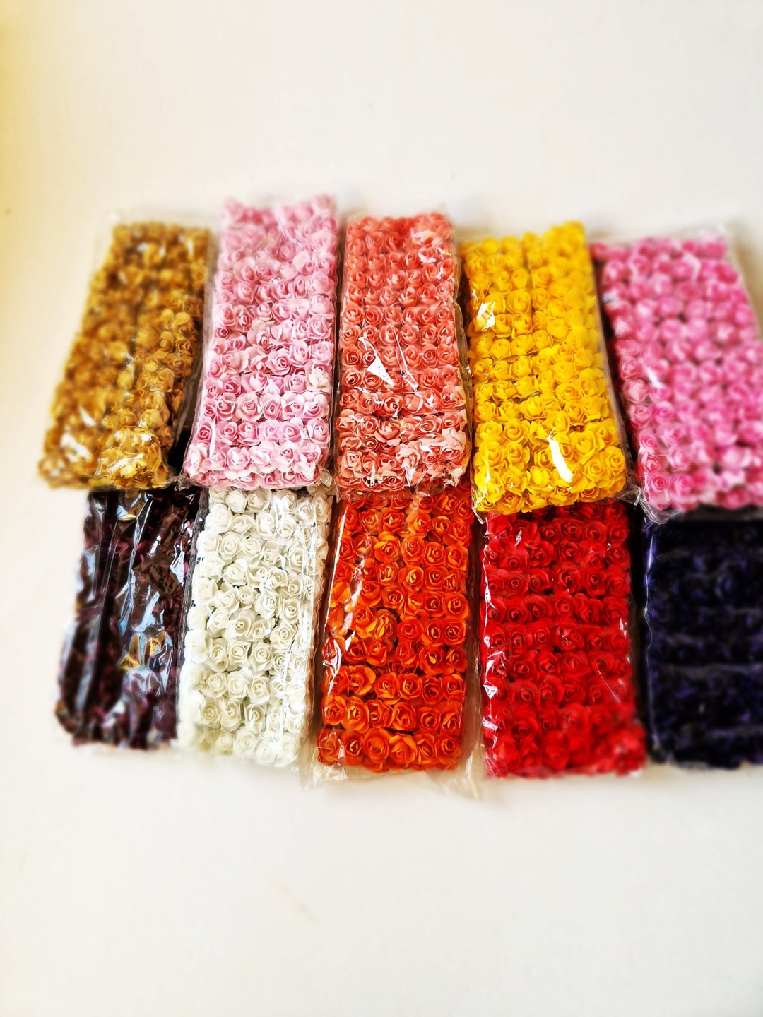 Paper Fake Roses 120 Open Rose Mulberry Paper Flowers 20mm, Paper Roses, Pink Yellow ...