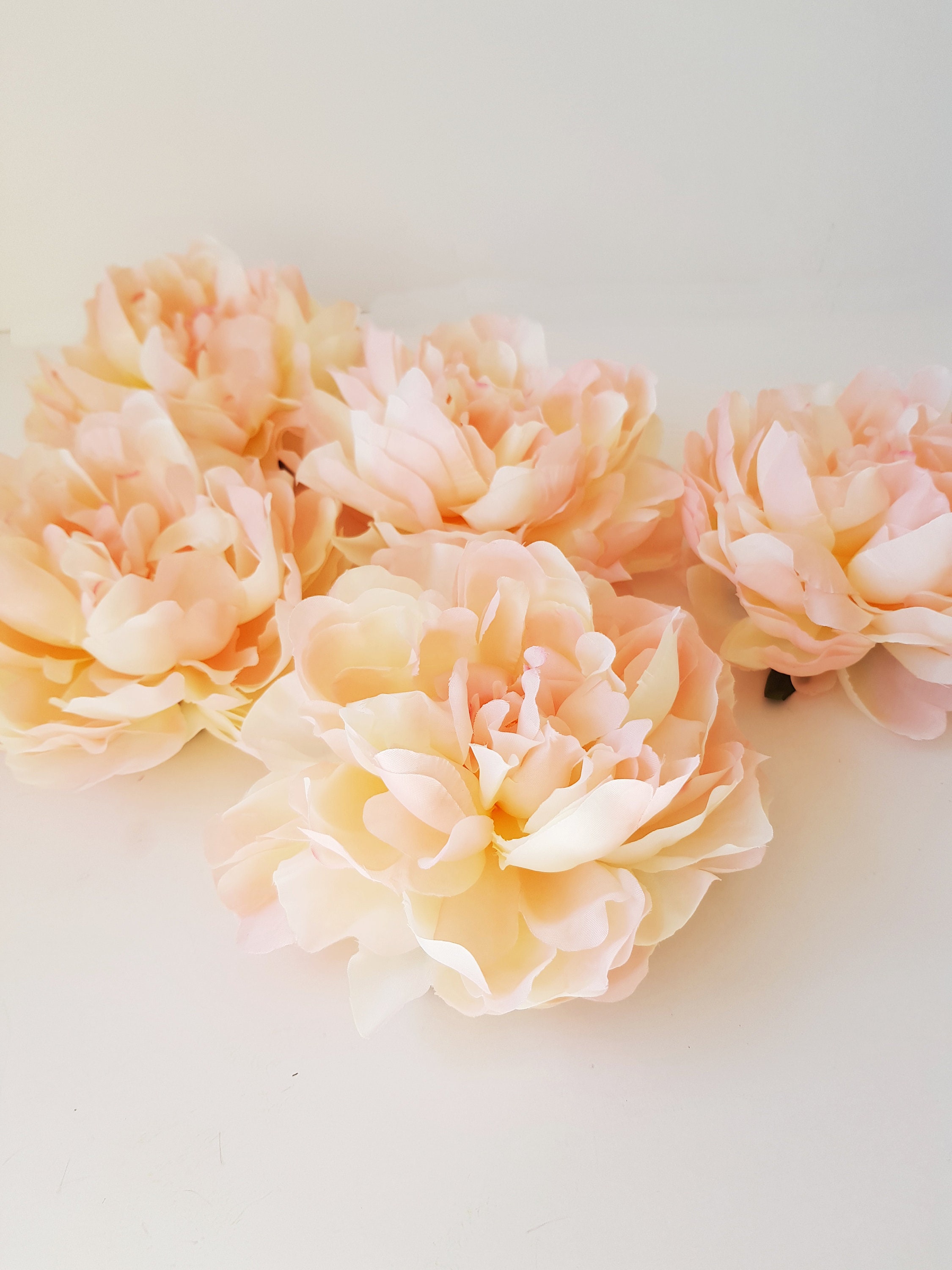 1 Soft Peach Peony Artificial Silk Flowers Cream Peony Big | Etsy