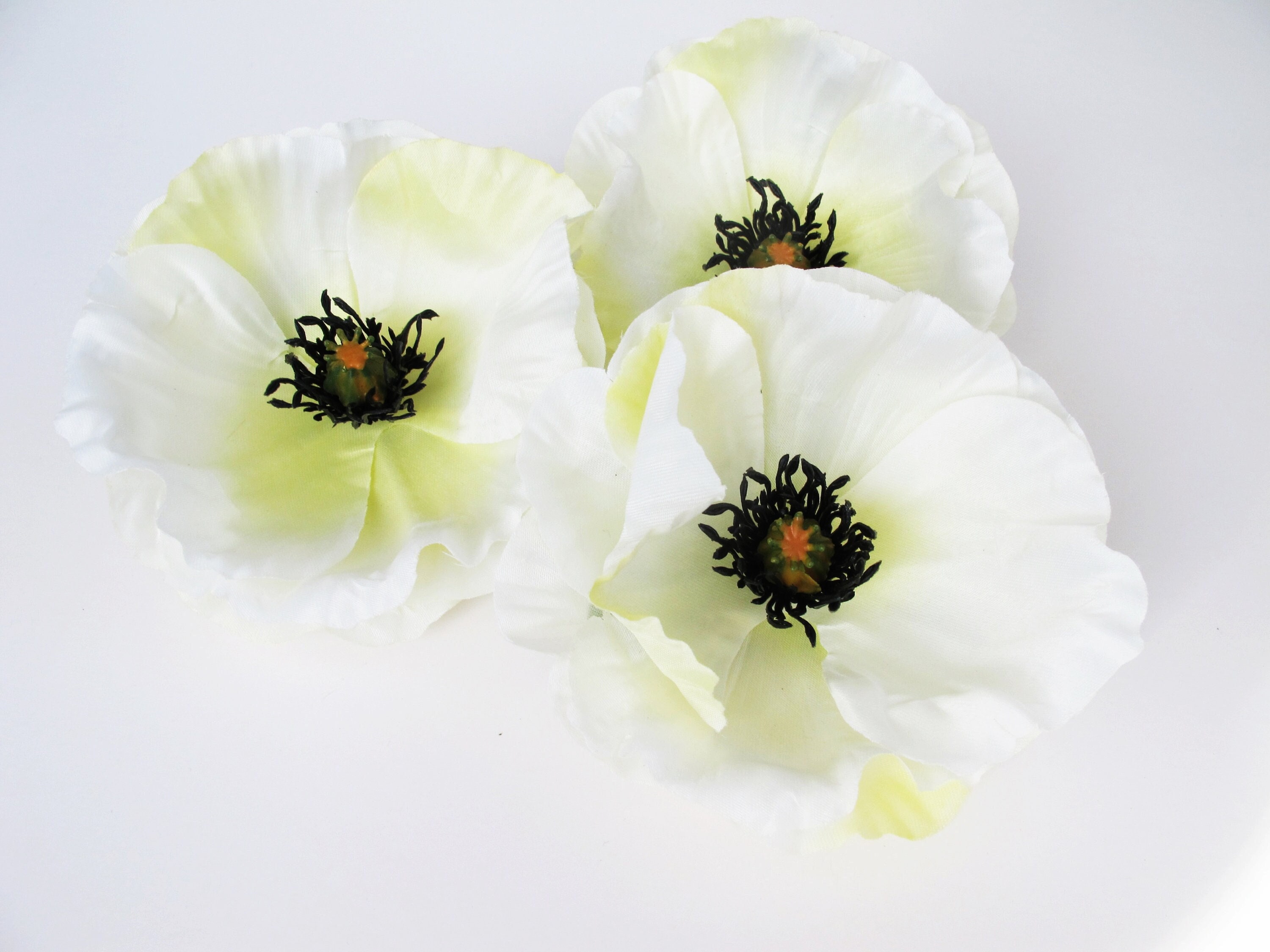10 Steli Di Papaveri Bianchi Artificiali In PU Realistico 32 Cm – Fiori Finti Per Decorazione