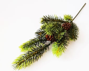 Artificial Pine Branch - Green Realistic Branch, High Quality Big Evergreen Greenery filler Pine Cone Spray Pine Plant Needle Plastic Supply