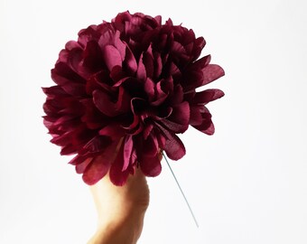 1 Silk Dark Purple Dahlia Flower, Artificial Chrysanthemum, Silk autumn Flowers, Autumn Wedding Supply, Artificial Dahlias, Silk Dahlias