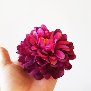 1 zijden dahlia met stengel, kunstmatige chrysanten, paarse chrysant, dahlia 4,3" bloem, herfst bruiloft aanbod, herfst bloemhoofdjes