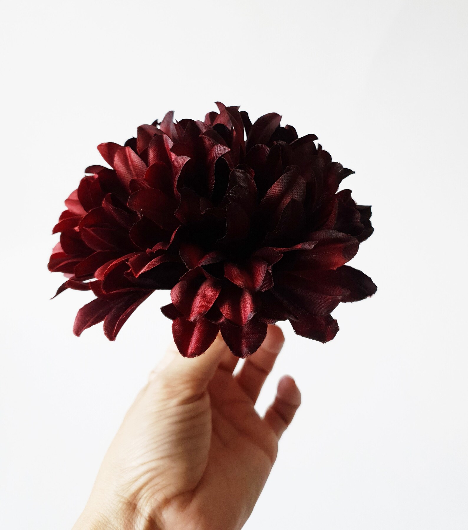 1 Big Burgundy Dahlia Silk Flower Artificial Chrysanthemum Etsy