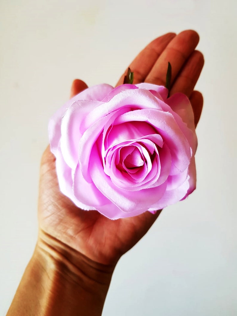 3 Soft Purple Roses Artificial Silk Flowers Purple Rose Etsy