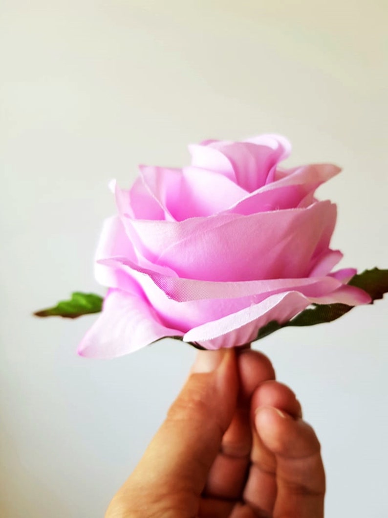 3 Soft Purple Roses Artificial Silk Flowers Purple Rose Etsy