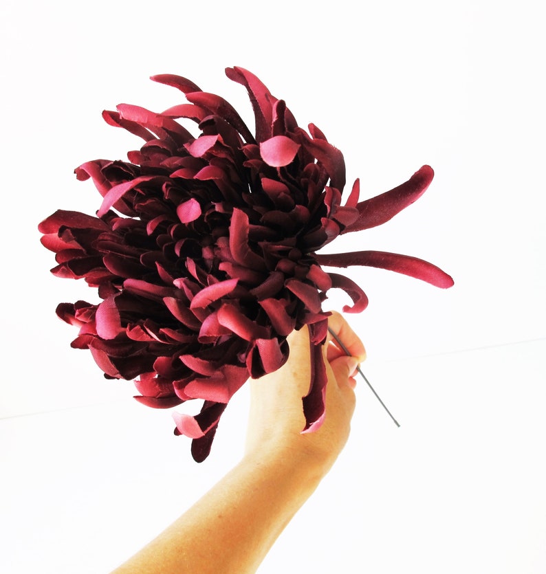 Big Burgundy Dahlia Silk Flower Artificial Chrysanthemum Etsy
